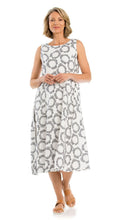 Load image into Gallery viewer, Linen Dress Sleeveless Crop Circle Print, Sizes 12 - 18
