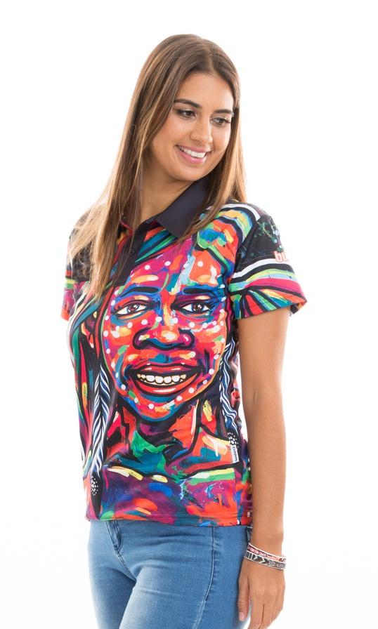 Aboriginal Art Ladies Fitted Polo Nature Girl Spirit