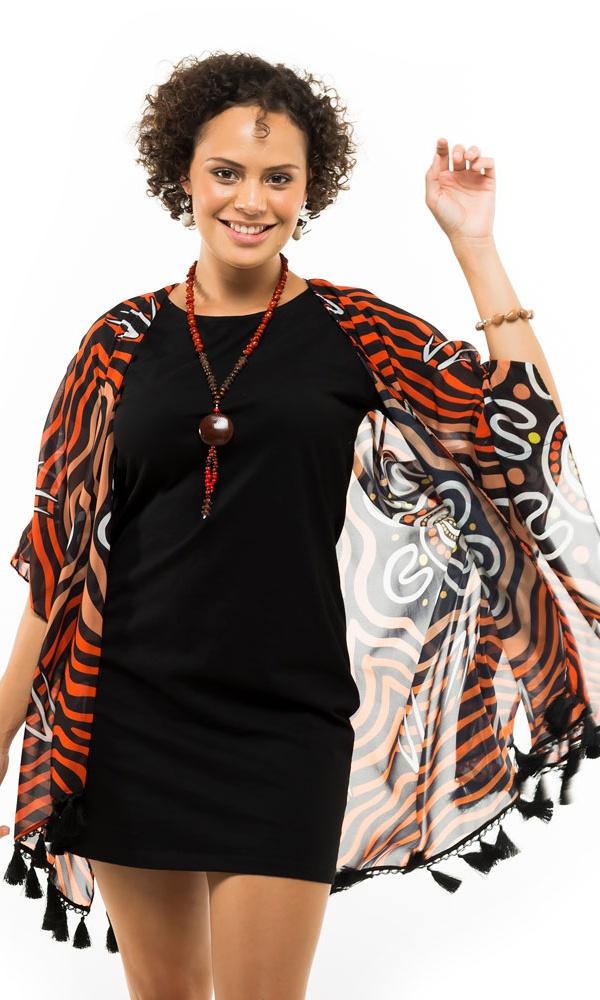 Aboriginal Art Shawl Red Dust Camp