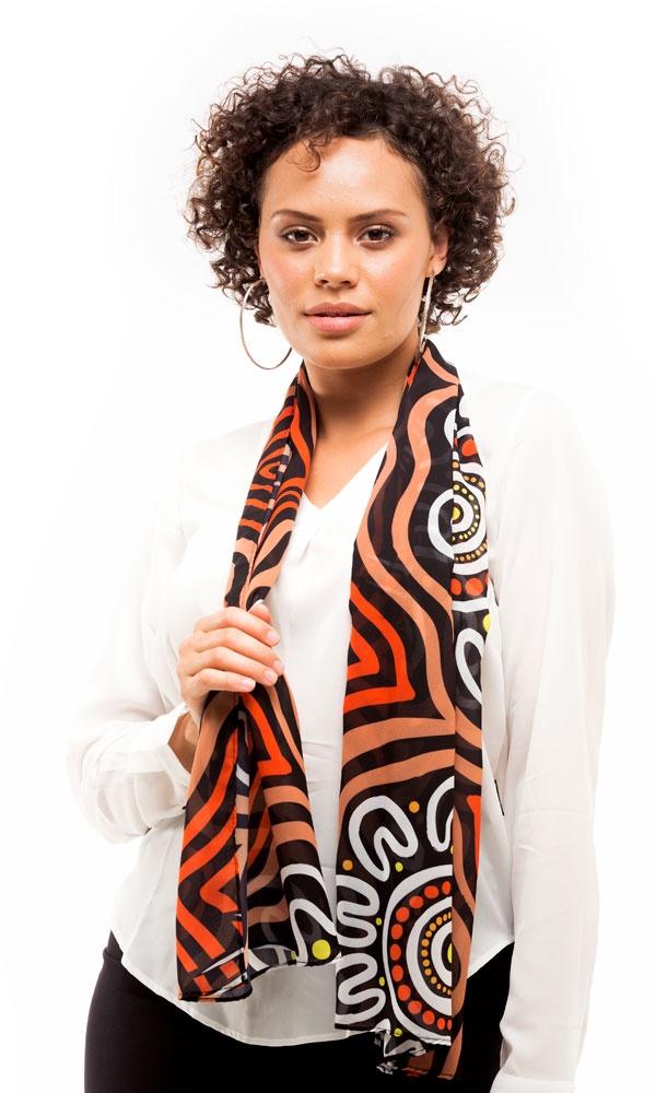 Aboriginal Art Scarf Red Dust Camp