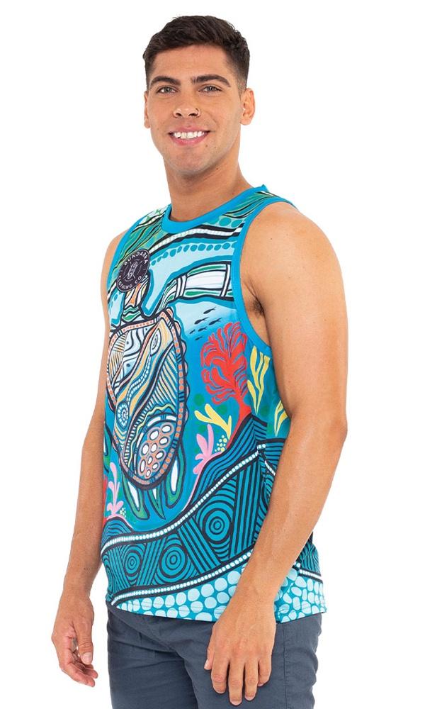Aboriginal Art Premium Men's Singlet Sea Turtles Journey