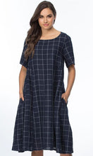 Load image into Gallery viewer, Linen Dress Side Gathered Check
