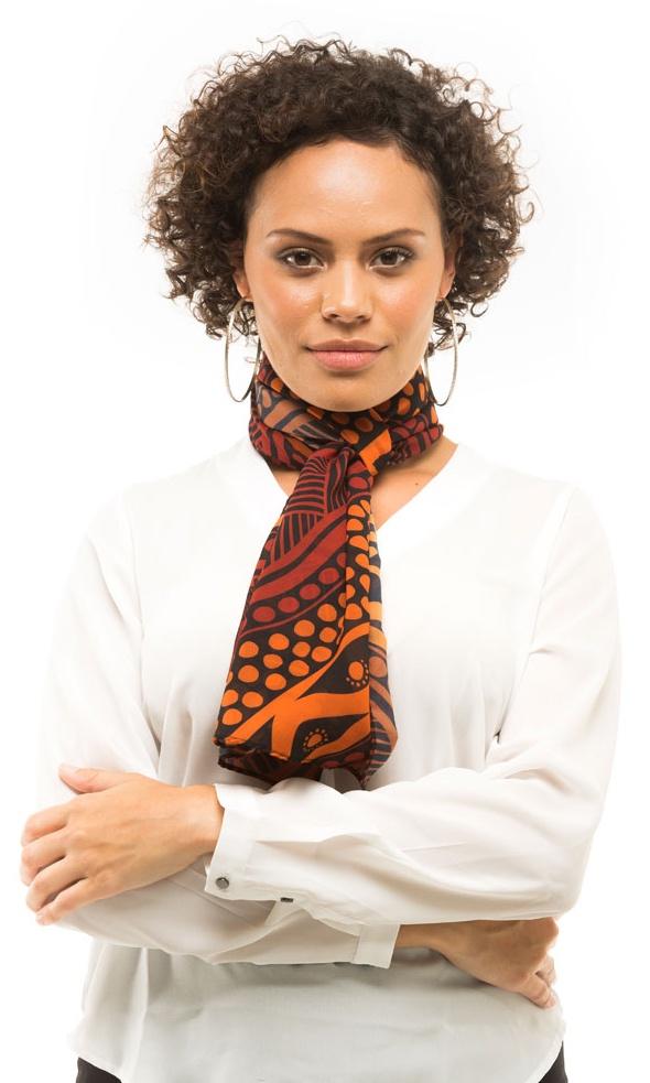 Aboriginal Art Scarf Ochre