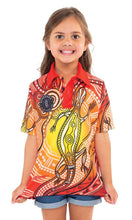 Load image into Gallery viewer, Aboriginal Art Kids Unisex 50+ UPF Polo Sunset Goanna
