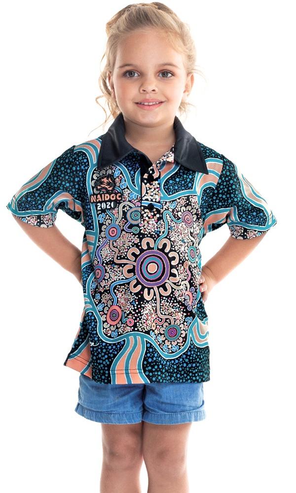 Aboriginal Art Kids Unisex Polo NAIDOC 2020 Our Beautiful Country