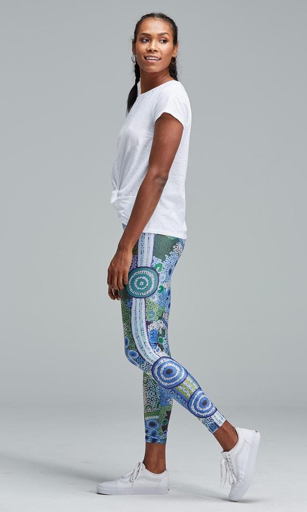 Aboriginal Art Adults Leggings Coastal Dreaming