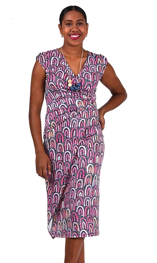Aboriginal Art V Neck Dress Guygam Sandhills